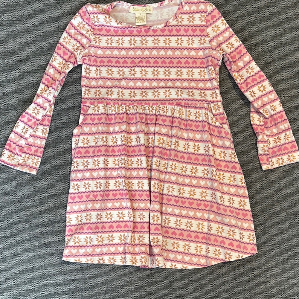 Girls' Pink Patterned Dress